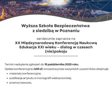 XX Międzynarodowa Konferencja Naukowa Edukacja XXI wieku – dialog w czasach (nie)pokoju – 12–14 listopada 2025 roku